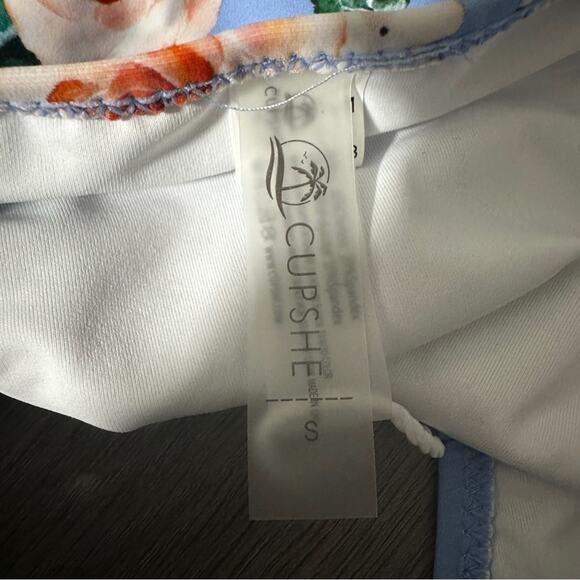 Cupshe NWT Bikini Bottom Girls'‎ Small Blue Pink Floral Print Tie Side Swimwear - Picture 3 of 5